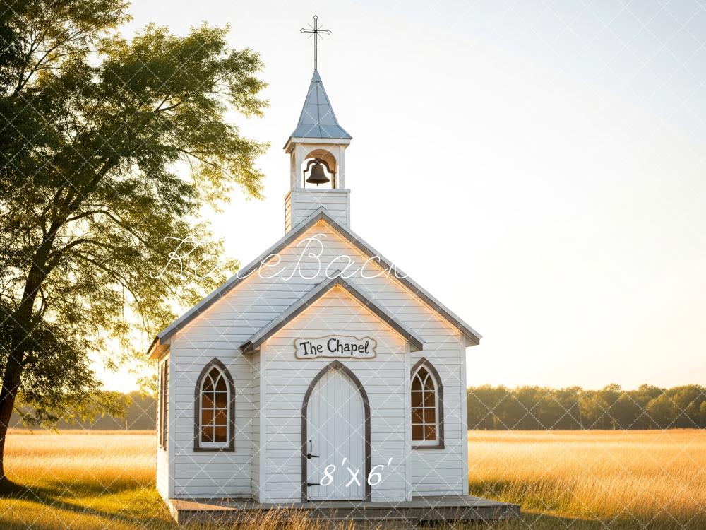 Kate Wedding White Chapel Meadow Sunset Backdrop Designed by Patty Roberts