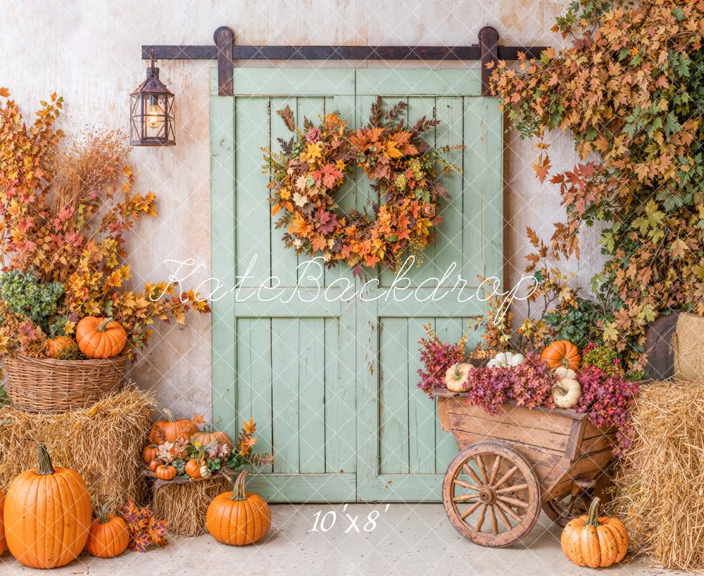 Fondo de puerta de calabazas rústicas de otoño diseñado por Emetselch