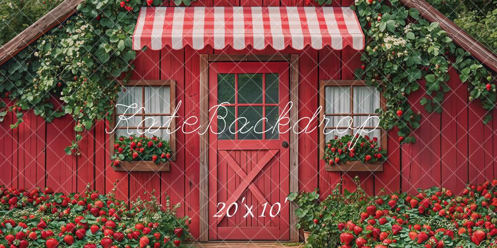 Kate Spring Strawberry Red Cottage Garden Backdrop Designed by Emetselch