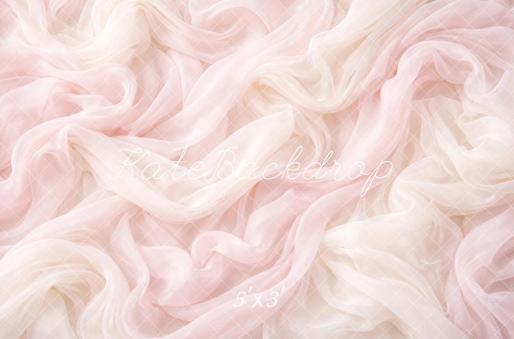Kate Newborn Pink Ivory Sheer Draped Fabric Printed Backdrop Designed by Megan Leigh Photography