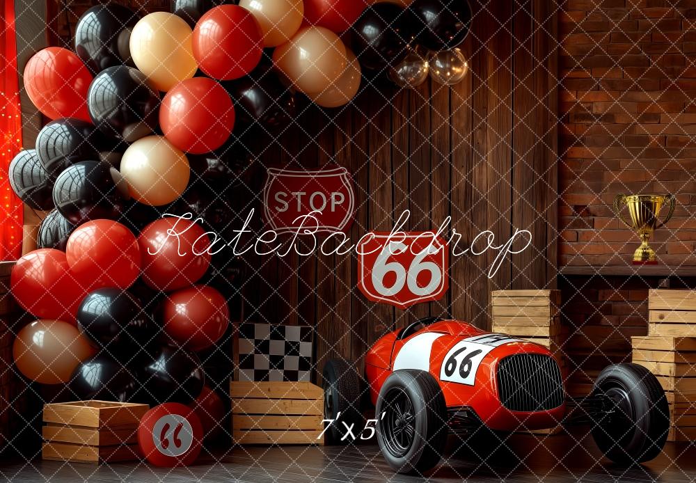 Kate Cake Smash Route 66 Race Car Backdrop Designed by Patty