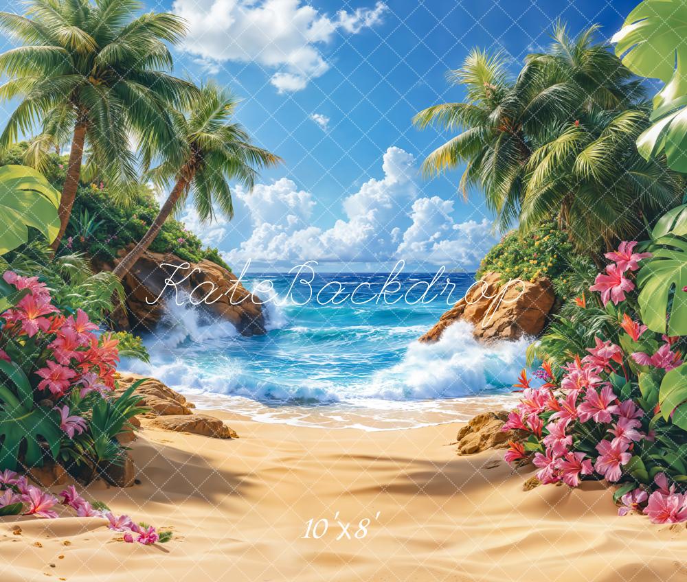 Kate Summer Beach Tropical Paradise Trees Backdrop Designed by Emetselch