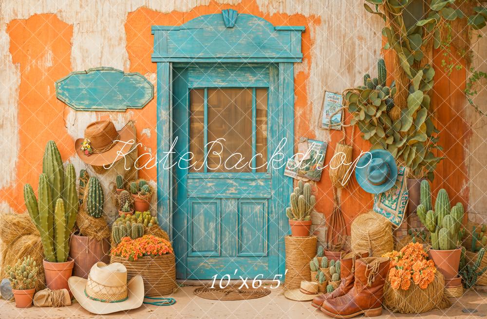 Kate Western Cowboy Desert Cactus Door Backdrop Designed by Emetselch