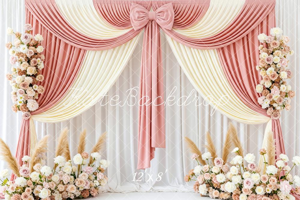 Kate Mother's Day Blush Pink Drapes Flower Arch Pampas Grass Backdrop Designed by Patty Roberts