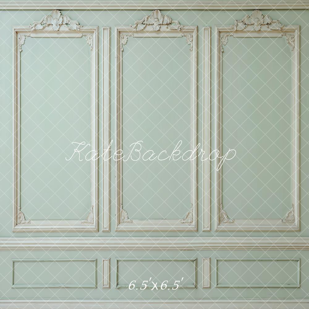 Kate Retro Light Green Ornate Panel Wall Backdrop Designed by Kate Image