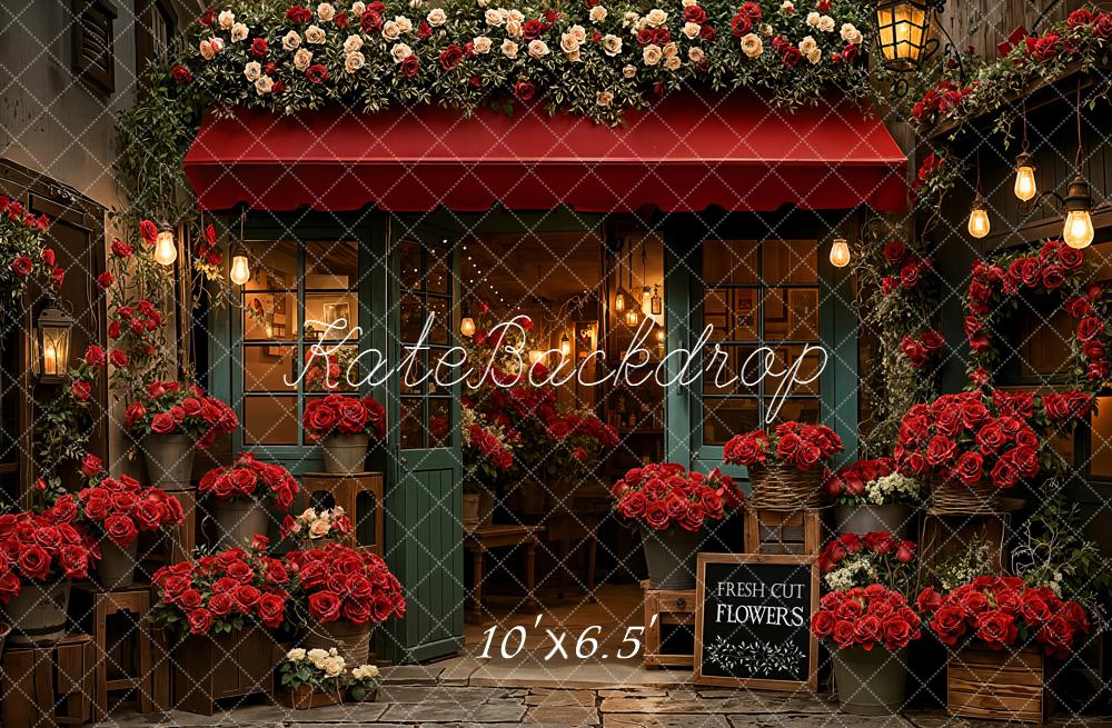 Kate Valentine's Day Flower Shop Red Roses Storefront Backdrop Designed by Emetselch