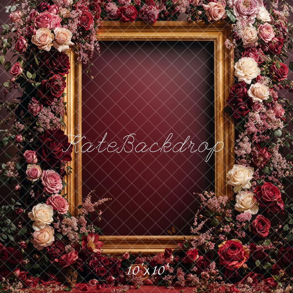 Marco Floral del Día de la Madre Fondo Burdeos Designed by Emetselch