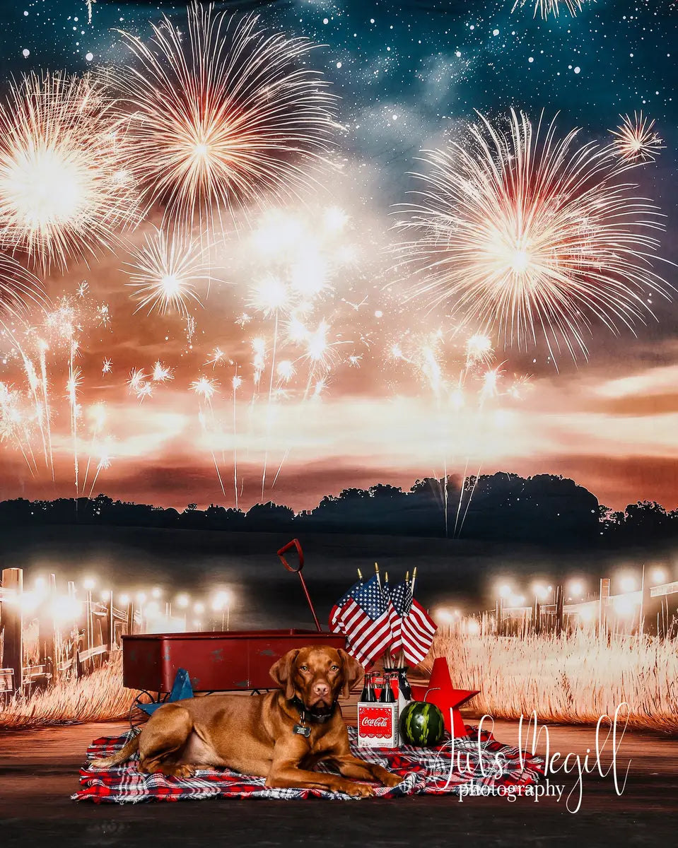 Kate Fireworks Night Field Path Backdrop Designed by Emetselch