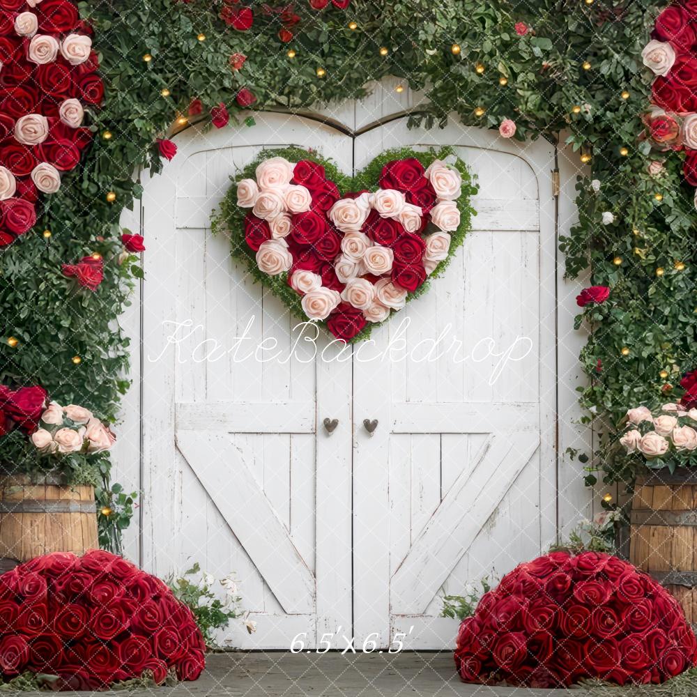 Kate Valentine Floral Heart Barn Door Backdrop Designed by Mini MakeBelieve
