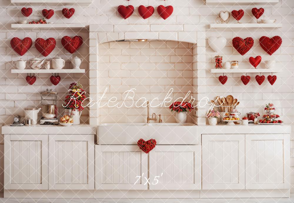 Kate Valentine's Red Heart Kitchen Cabinet Backdrop Designed by Emetselch