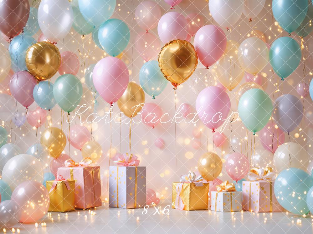 Kate Birthday Balloons Gifts Lights Backdrop Designed by Emetselch