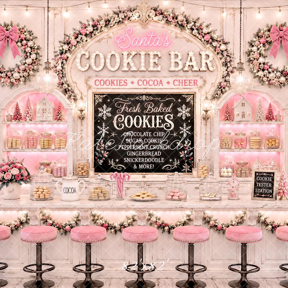 Kate Christmas Wreath Pink Cookie Bar Printed Backdrop Designed by Ashley Paul
