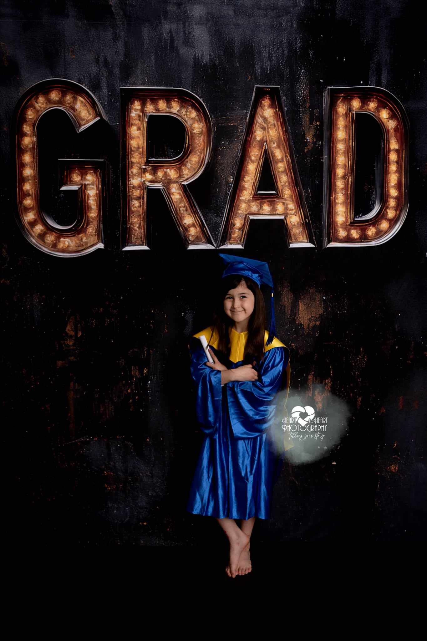 Kate Graduation Marquee Lights Black Backdrop Designed by Mini MakeBelieve