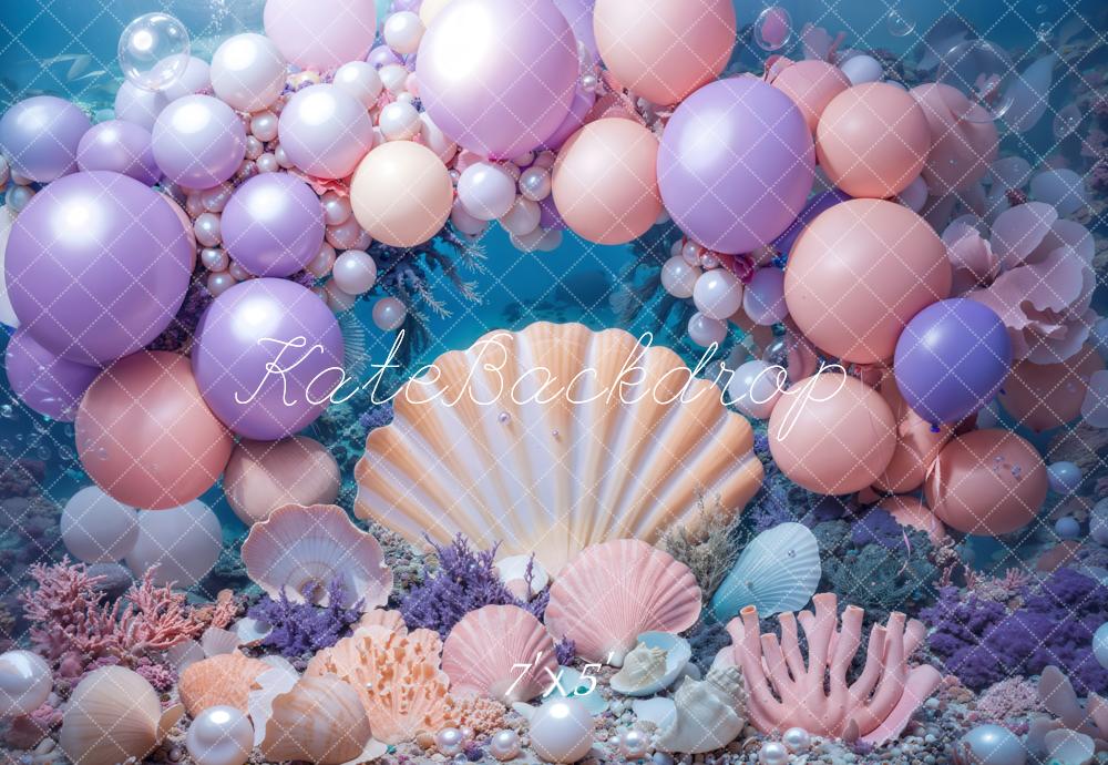 Kate Mermaid Cake Smash Underwater Seashell Backdrop Designed by Kate Image