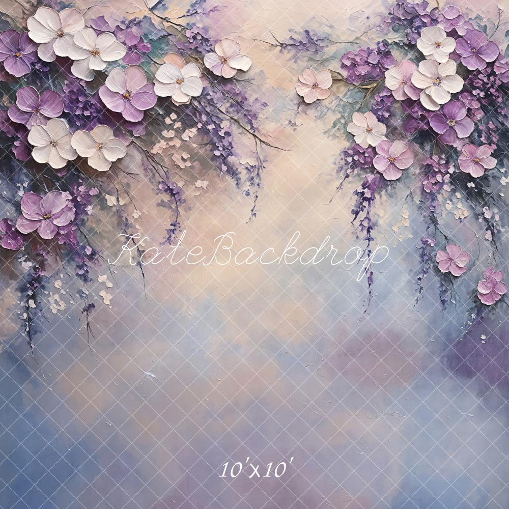 Kate Fine Art Pastel Purple Floral Backdrop Designed by Emetselch