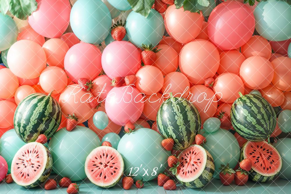 Estate Cake Smash Palloncini Anguria Fragole Sfondo Designed by Emetselch