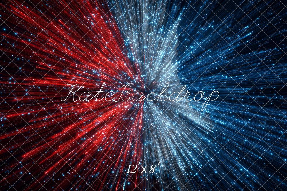 Kate Abstract Red And Blue Light Burst Backdrop Designed by Angela Miller