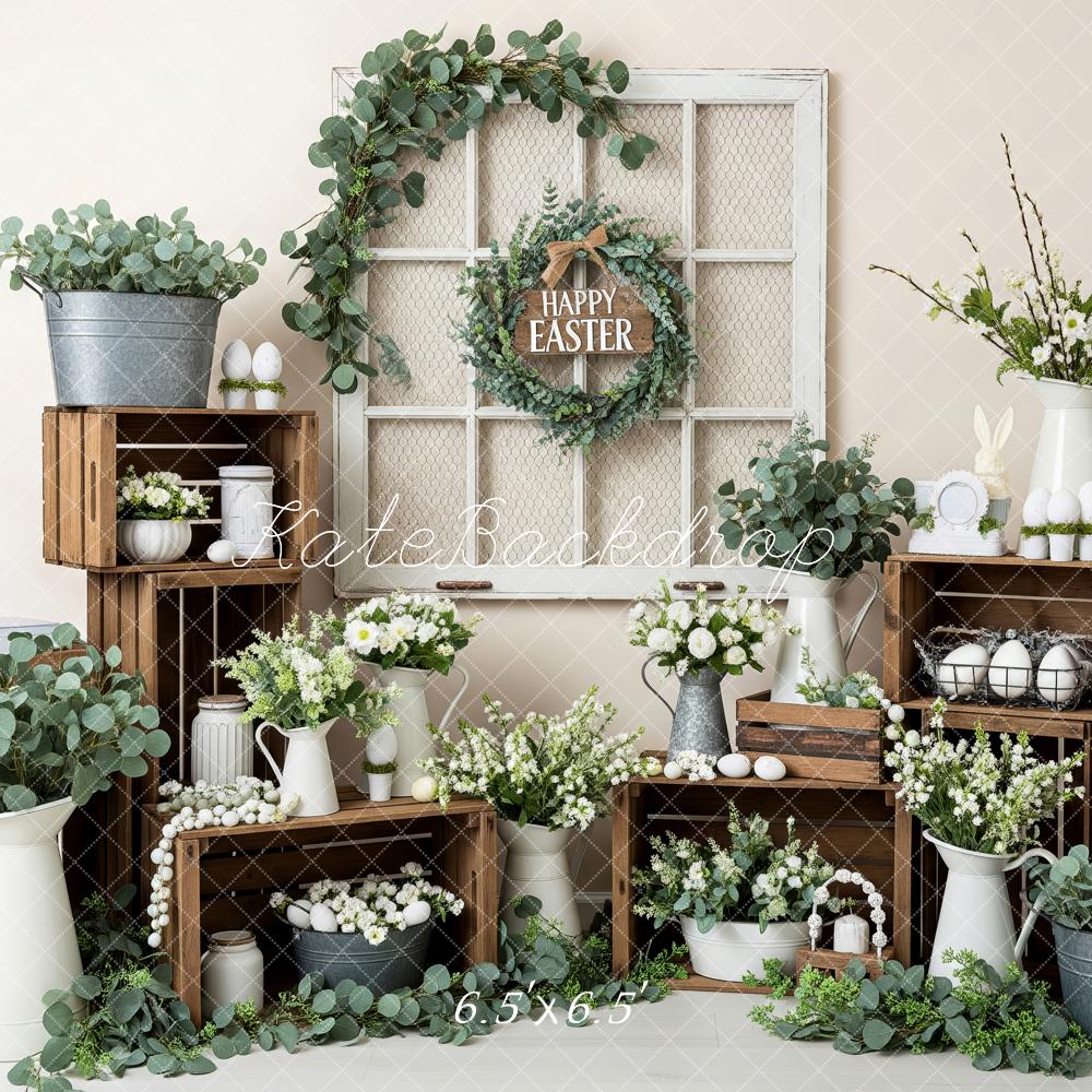 Kate Easter Greenery Wooden Crates Flowers Backdrop Designed by Patty Roberts
