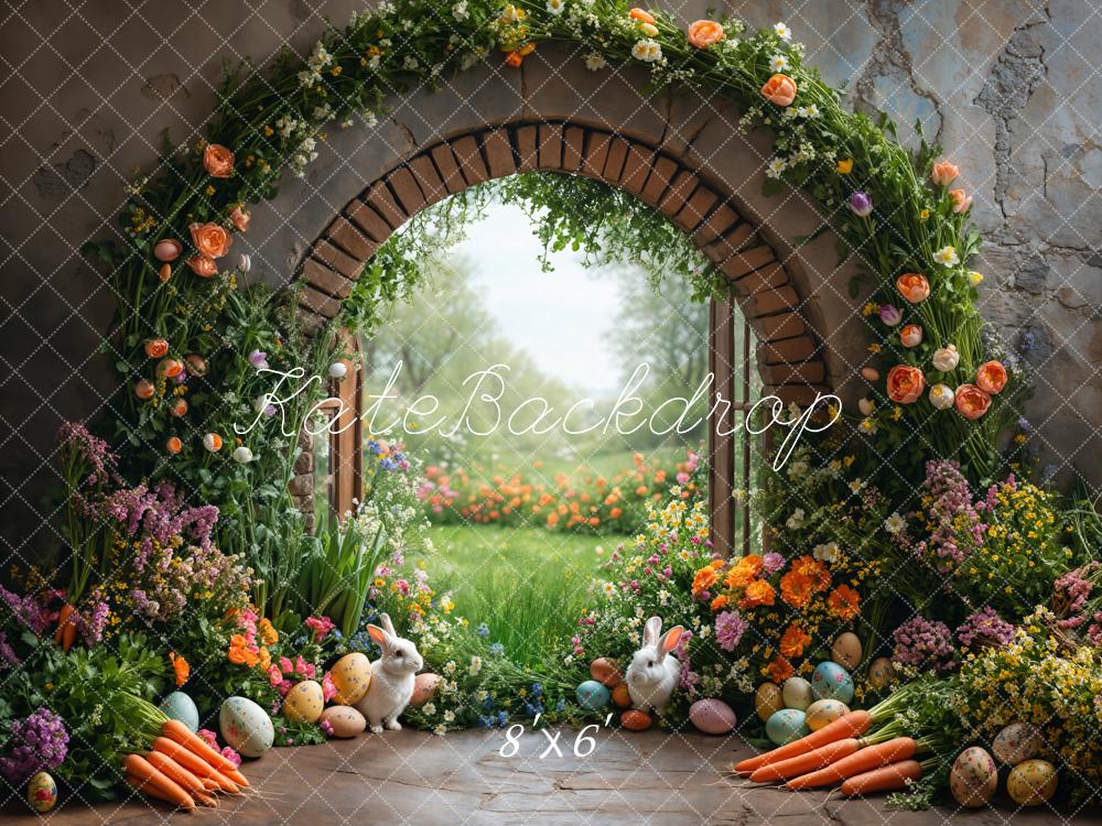 Kate Easter Bunny Flower Arch Carrot Garden Printed Backdrop Designed by Emetselch