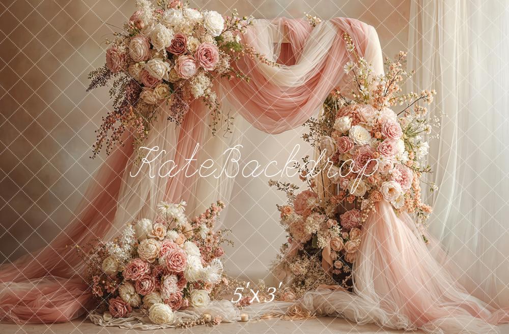 Kate Spring Romantic Flower Arch Pink Rose Drapes Backdrop Designed by Emetselch