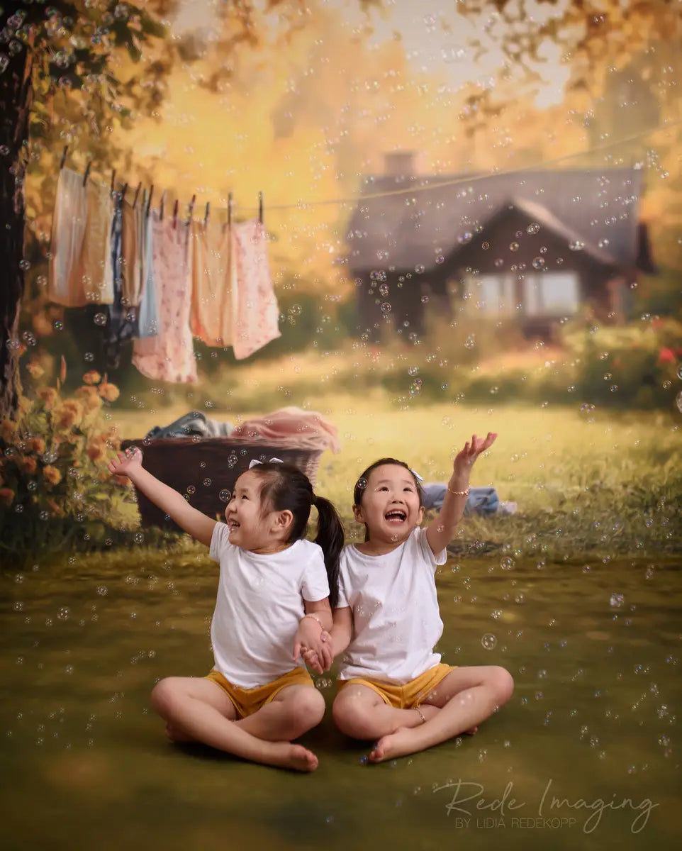 Kate Spring Laundry Day Cottage Garden Backdrop Designed by Lidia Redekopp