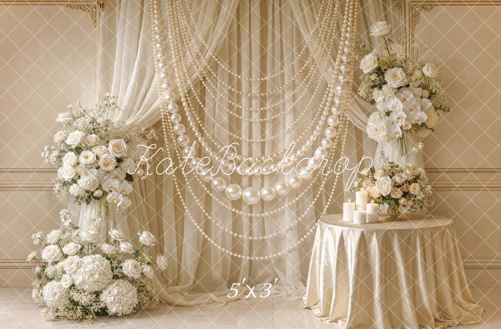 Kate Mother's Day Pearl Garland Floral Elegant Wedding Backdrop Designed by Emetselch