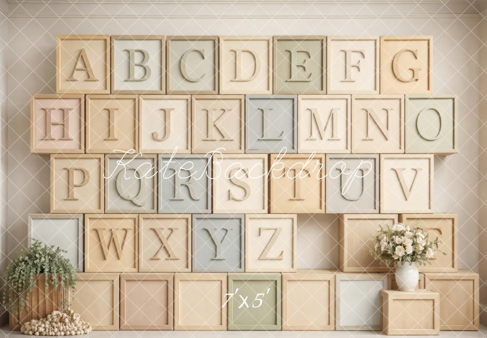 Kate Alphabet Block Wall Pastel Letters Printed Backdrop Designed by Vertigo Productions