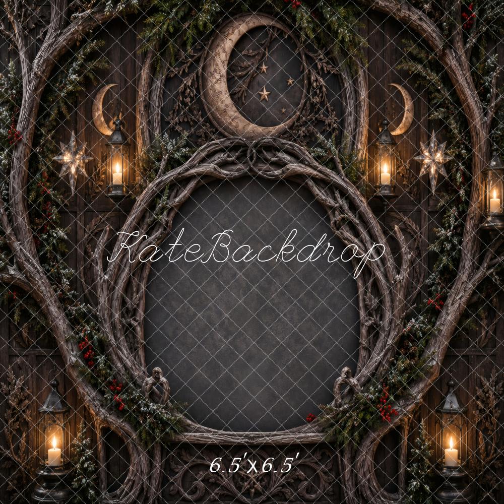 Kate Woodland Moon Crescent Lantern Star Wreath Printed Backdrop Designed by Vertigo Productions