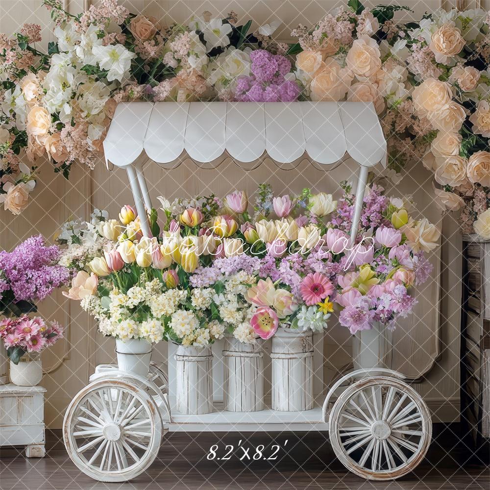 Kate Spring White Flower Cart Backdrop Designed by Mini MakeBelieve