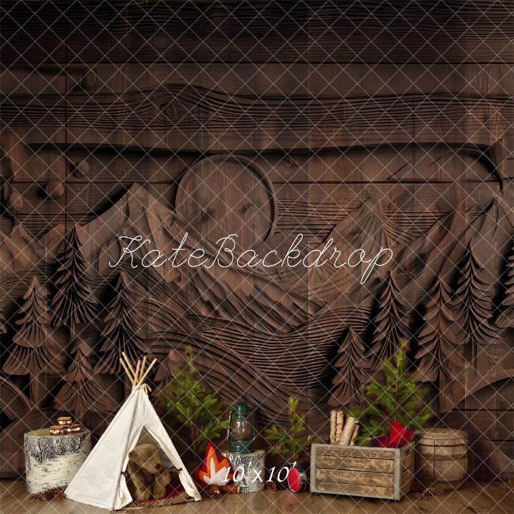 Kate Camping Forest Teepee Carved Wall Backdrop Designed by Mandy Ringe Photography