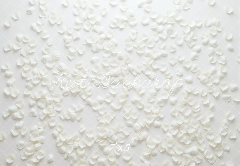 Kate White Petals Scatter Floor Printed Backdrop Designed by Mini MakeBelieve