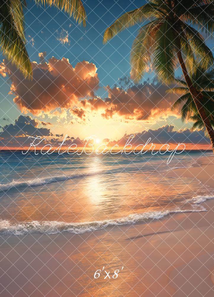 Kate Tropical Sunset Beach Palm Trees Backdrop Designed by Emetselch