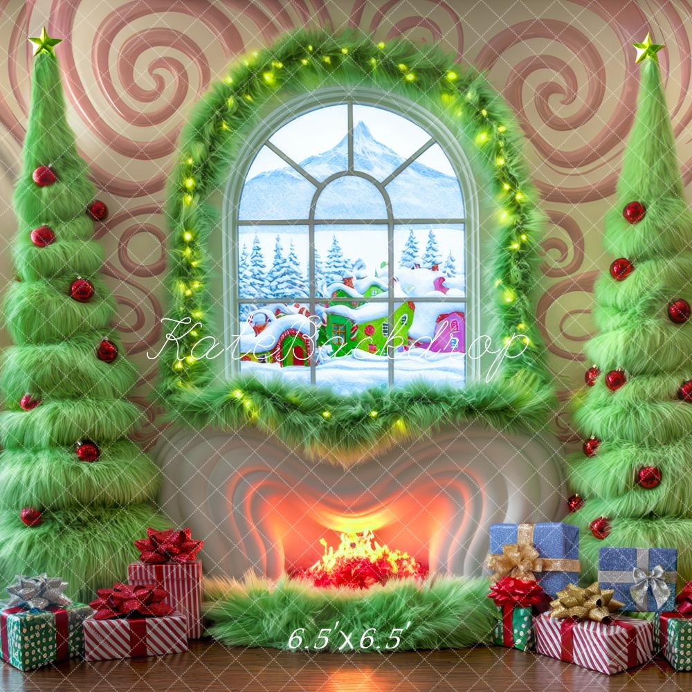 Kate Christmas Tree Candyland Window Fireplace Backdrop Designed by Mini MakeBelieve