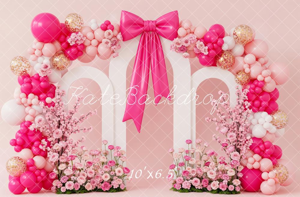 Kate Mother's Day Pink Flower Arch Balloon Bow Backdrop Designed by Patty Roberts