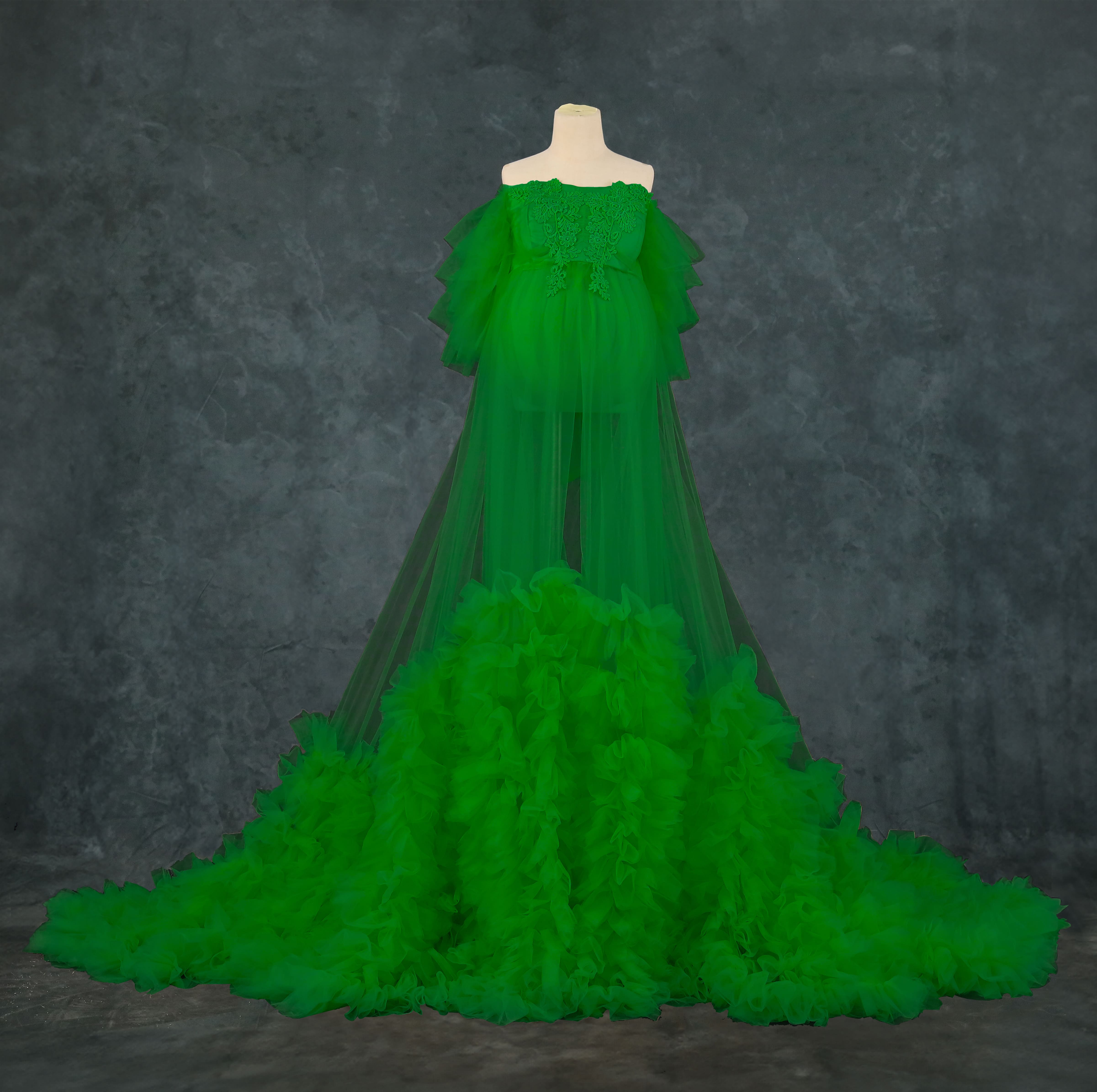 Mesh One Shoulder Trailing Multi Color Maternity Photoshoot Dress