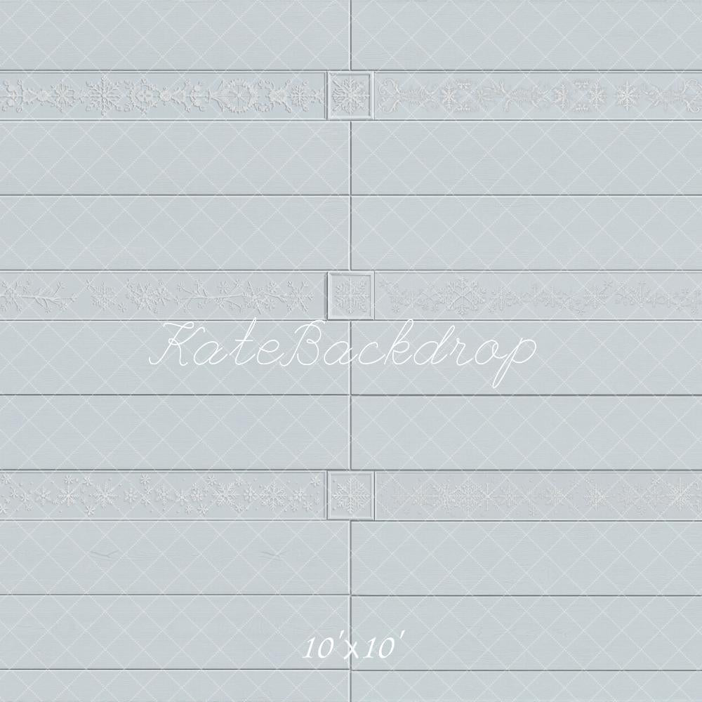 Kate Light Blue Ornate Panel Floor Printed Backdrop Designed by Emetselch