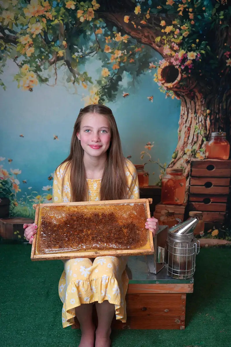 Kate Spring Floral Tree with Honey Jars Backdrop for Kid Portraits Designed by Emetselch