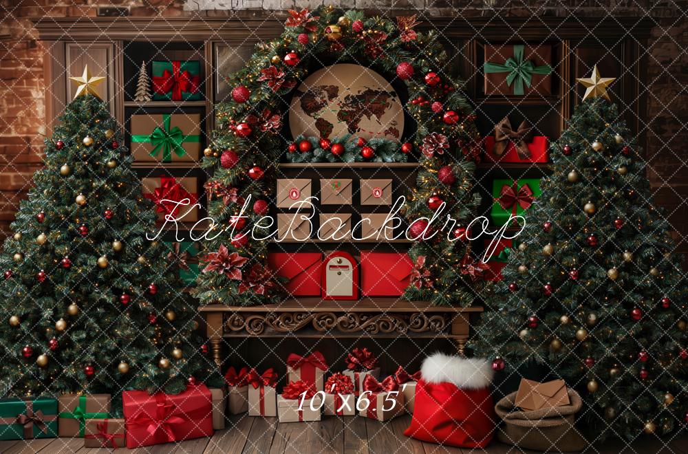 Fondo de Guirnalda de Correo de Santa del Árbol de Navidad Diseño de Mini MakeBelieve