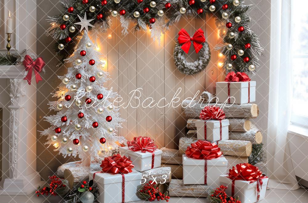 Kate Christmas Tree Snowy Gifts Garland Indoor Backdrop Designed by Mini MakeBelieve
