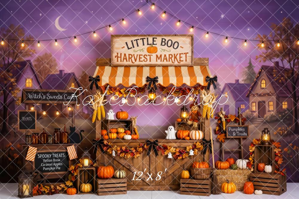 Kate Halloween Harvest Market Pumpkin Stand Ghost Printed Backdrop Designed by Patty Roberts