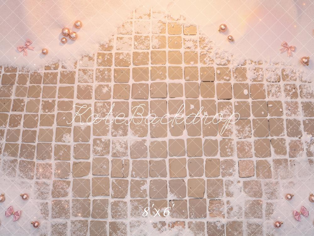Kate Snowy Pink Tile Floor Printed Backdrop Designed by Emetselch