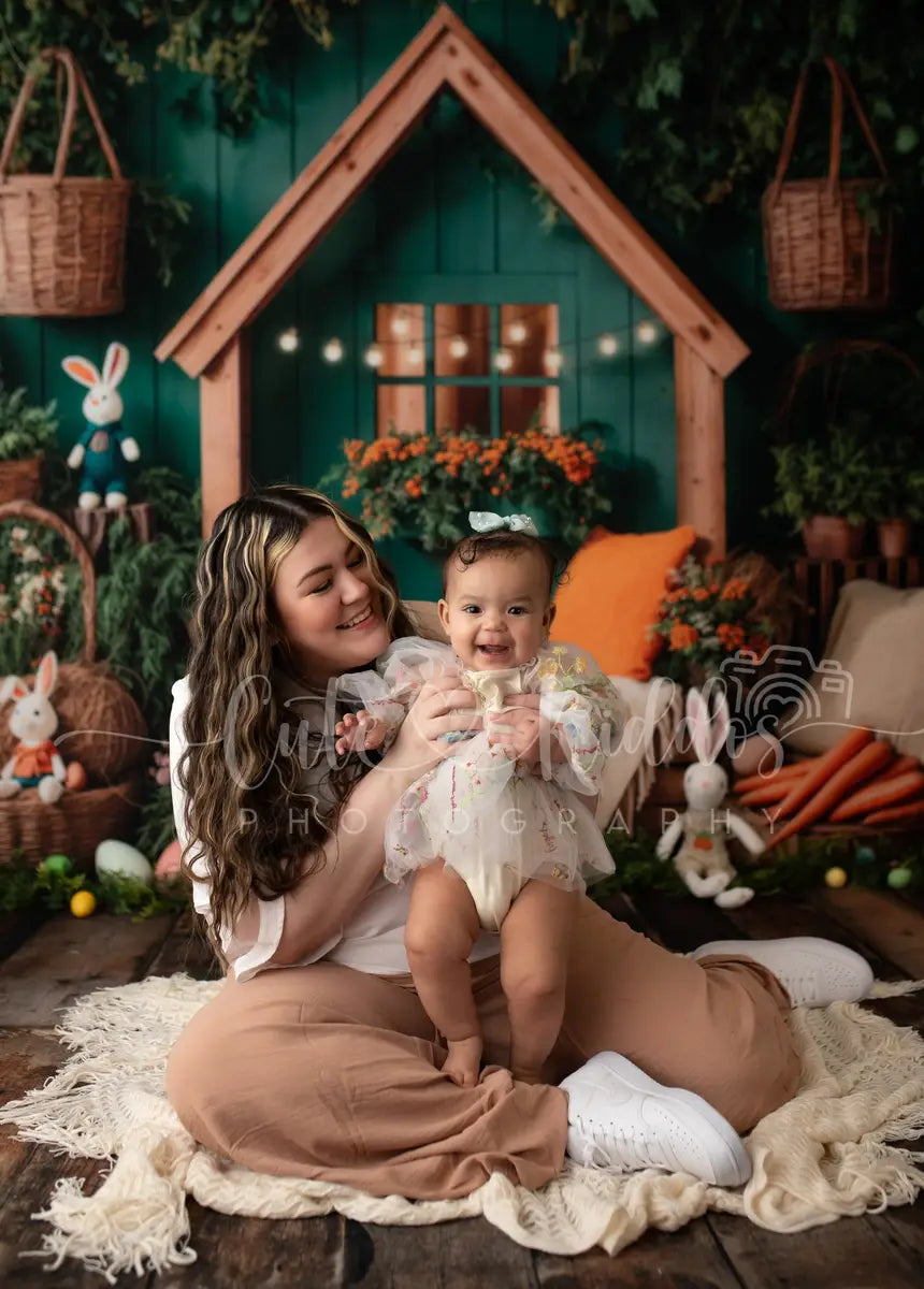 Kate Easter Bunny House Basket Blanket Backdrop Designed by Emetselch