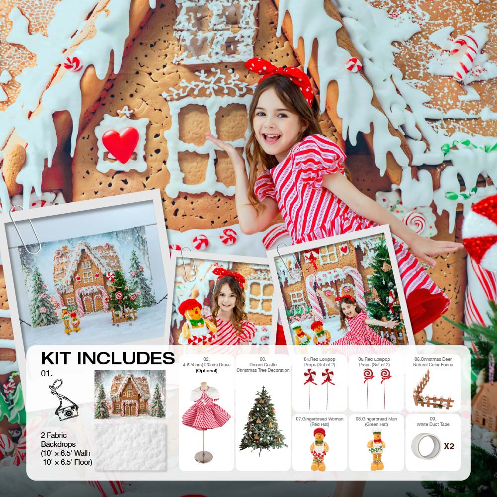 Kate Christmas Gingerbread House Photo Kit Photography Backdrops&Props Themed Bundle