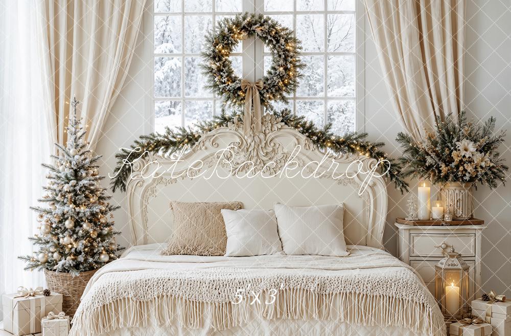 Kate Christmas Bedroom Pine Wreath Garland Tree Printed Backdrop Designed by Emetselch