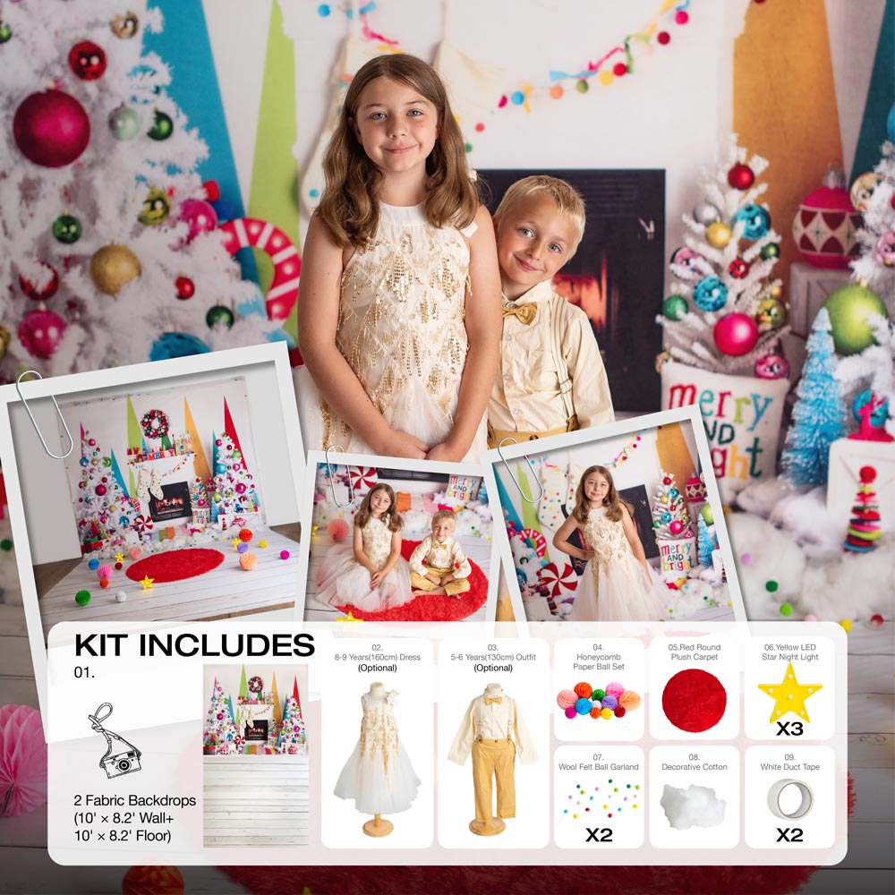 Kate Christmas Merry & Bright Photo Kit Photography Backdrops&Props Themed Bundle