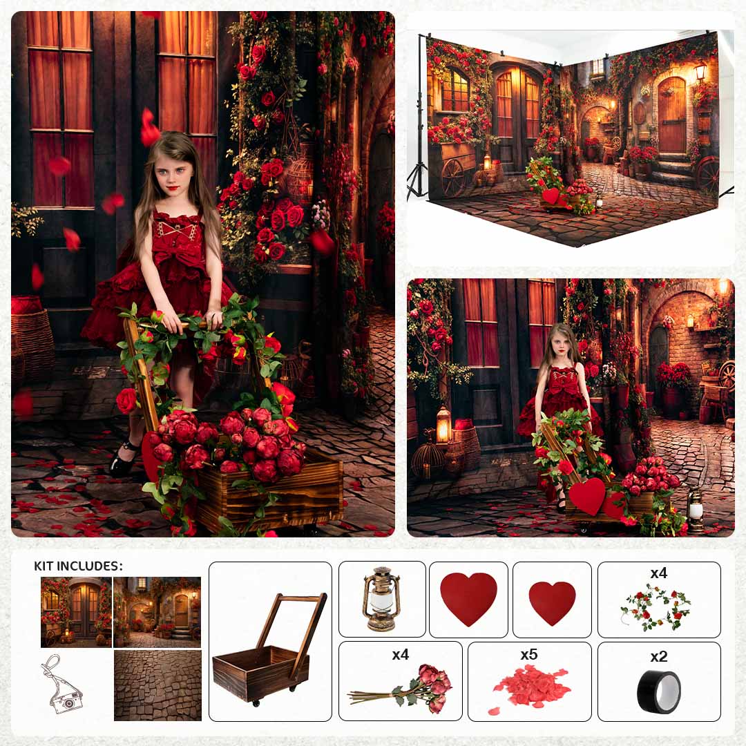 Kate Valentine's Day Outdoor Street Photo Kit Photography Backdrops&Props Themed Bundle