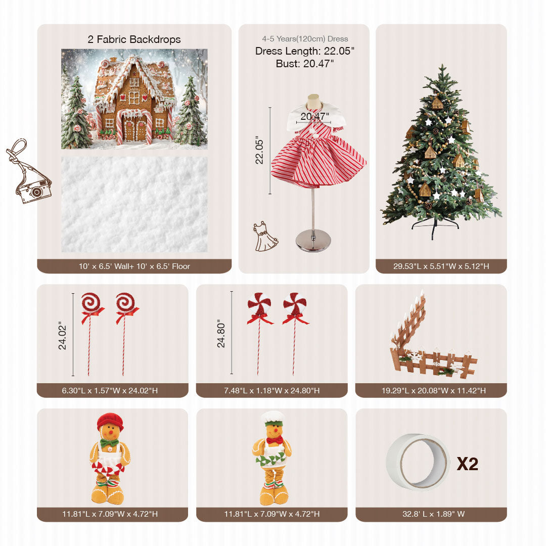 RTS Kate Christmas Gingerbread House Photo Kit Photography Backdrops&Props Themed Bundle