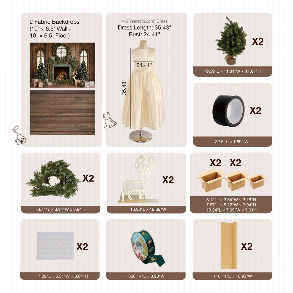 RTS Kate Christmas Fireplace Photo Kit Photography Backdrops&Props Themed Bundle
