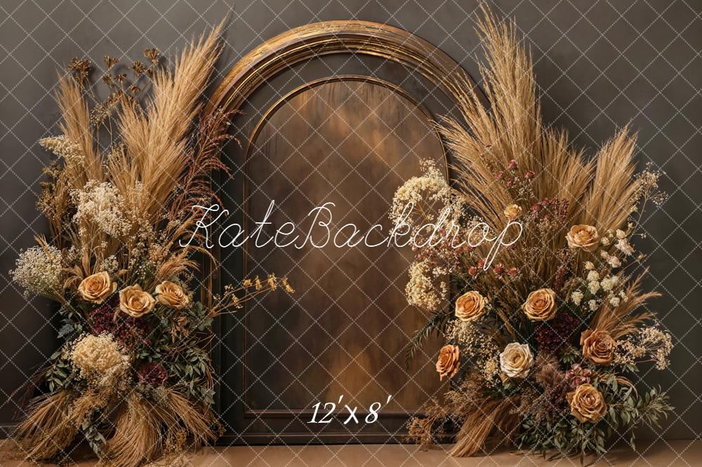 Kate Boho Flower Arch Pampas Grass Brown Backdrop Designed by Emetselch