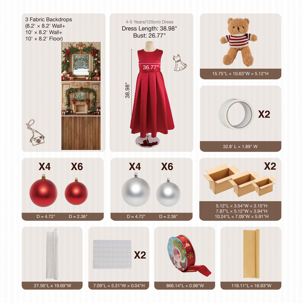 RTS Kate Christmas Fireplace Room Set Photo Kit Photography Backdrops&Props Themed Bundle